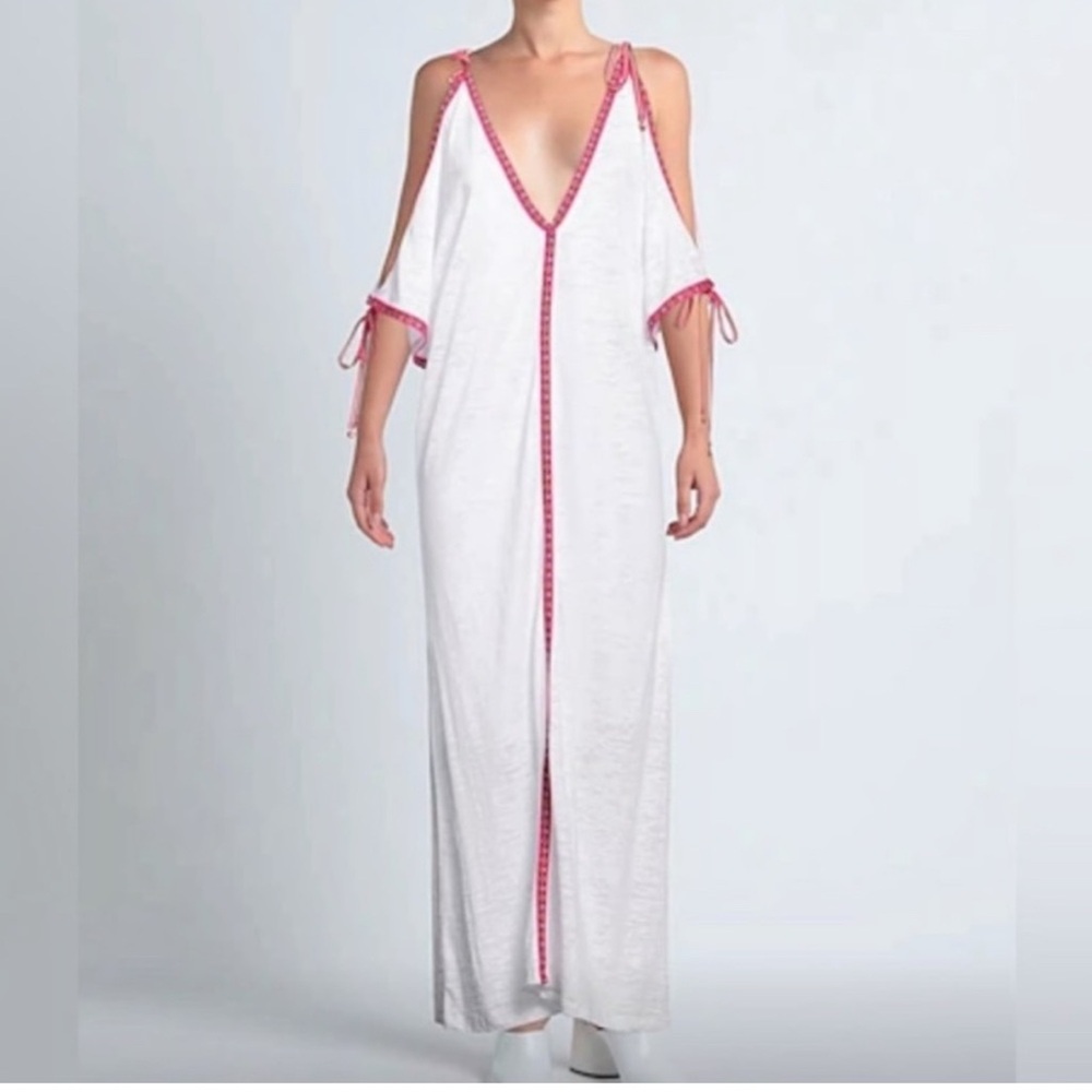 Pitusa White Cold Shoulder Kimono Petite